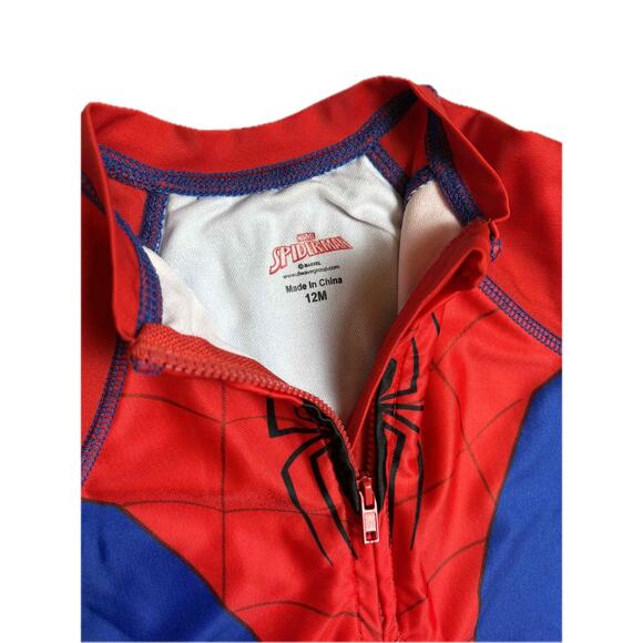 Marvel Spider-Man Rashguard  Zip Swimsuit sz 12m - Picture 3 of 3